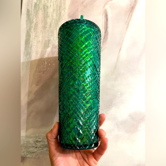 Starbucks Emerald Green Jeweled Venti Tumbler w/ straw 24oz - Picture 2 of 3